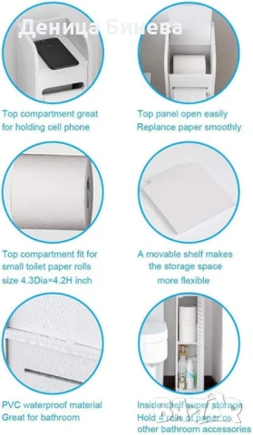 Водоустойчив шкаф за баня,ултра тънък рафт за съхранение,подходящ за малки пространства, снимка 3 - Шкафове - 48508797