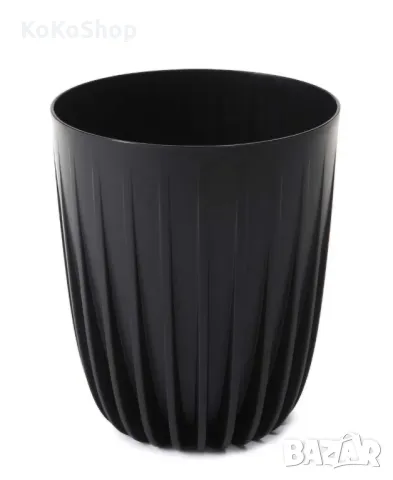Кашпа-19х22,6 см./черна кашпа/пластмасова кашпа, снимка 2 - Саксии и кашпи - 49893274