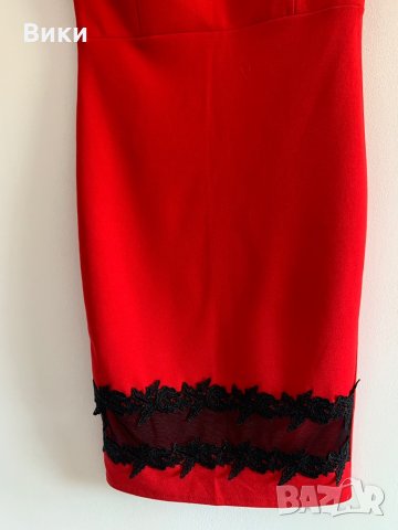 Много красива червена рокля с черна дантела, снимка 3 - Рокли - 29085304