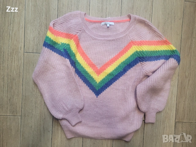 Дамски пуловер в розово с буфан ръкав, снимка 4 - Блузи с дълъг ръкав и пуловери - 53374245