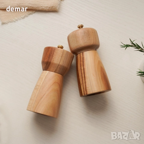 Комплект мелнички за сол и черен пипер с тава, регулируеми керамични, снимка 6 - Аксесоари за кухня - 52733531