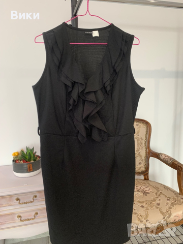 Елегантна черна рокля в размер XL, снимка 7 - Рокли - 44518647