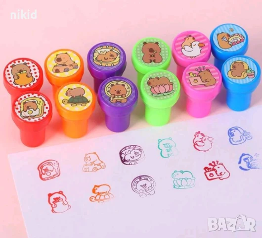 12 бр сет печати печата печат Капибара Capybara печатчета 