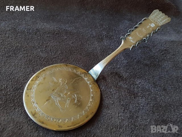 Сребърна ръчно гравирана Шведска САМИ Лапландска лъжичка, снимка 1