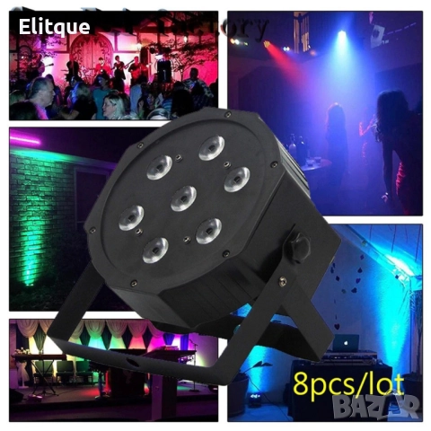 Мини прожектор за сцена и парти с 7 LED светлини TV481