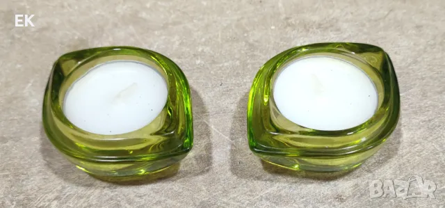 Комплект от две стъклени свещничета, снимка 4 - Декорация за дома - 49922727