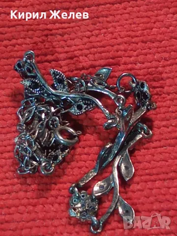 РАЗКОШНО ФЛОРАЛНО СКЪПОЦЕННО СРЕБЪРНО КОЛИЕ СРЕБРО 925 с ЮВЕЛИРНО ФАСЕТИРАНИ МАРКАЗИТИ 37725, снимка 15 - Колиета, медальони, синджири - 49606164