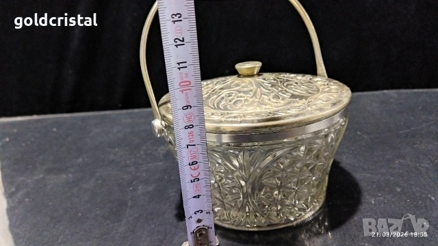 стара руска захарница с метален капак, снимка 3 - Антикварни и старинни предмети - 53932904