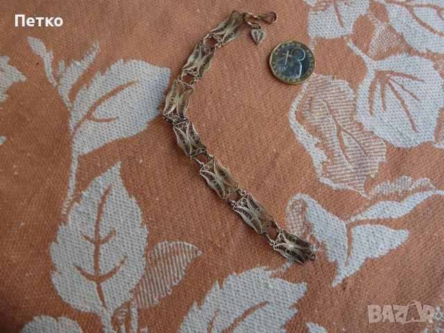 Стара сребърна гривна, снимка 4 - Антикварни и старинни предмети - 53132396