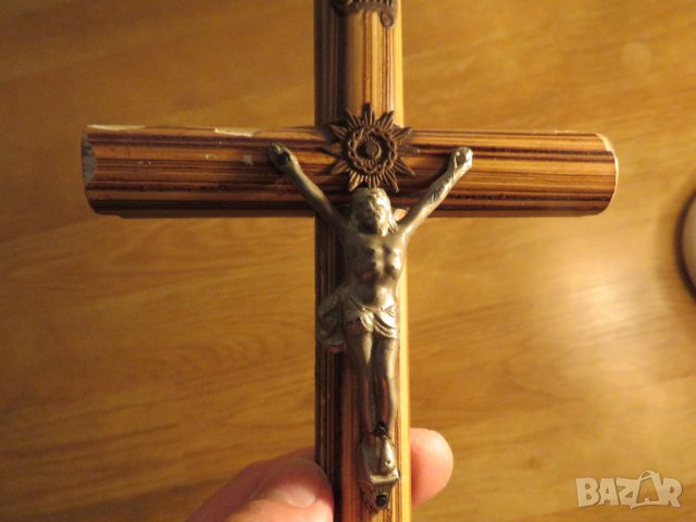 Стар кръст разпятие Христово, Исус Христос 25 х 13 см, снимка 2 - Антикварни и старинни предмети - 34221421