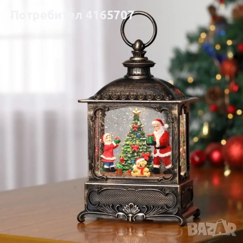 Коледен фенер с LED светлина, музика и таймер – празнична коледна декорация, снимка 4 - Декорация за дома - 52841401
