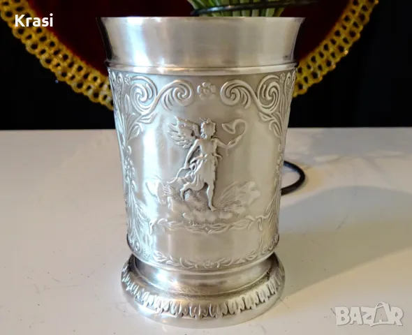 Чаша от калай,картини Влюбени,Фортуна,Скорпион, снимка 3 - Антикварни и старинни предмети - 47644220