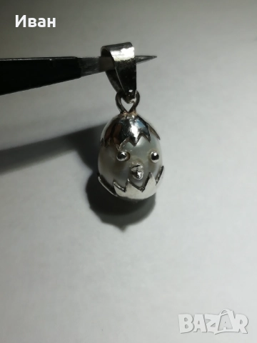 Сребърна висулка с перла , снимка 4 - Колиета, медальони, синджири - 51822919