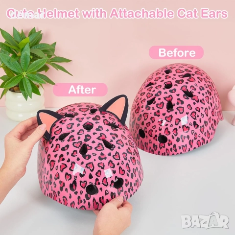 MHJY Детска каска за момичета на възраст 8-14 години, регулируема, с котешки уши, снимка 4 - Други - 52089652
