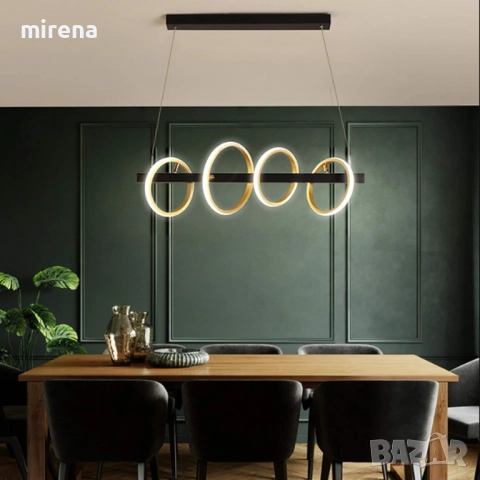 LED ЛЕД лампа полилей с дистанционно управление, димируем, пръстени, снимка 4 - Лампи за таван - 52123069