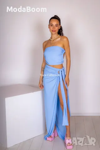 Дълга синя дамска рокля 