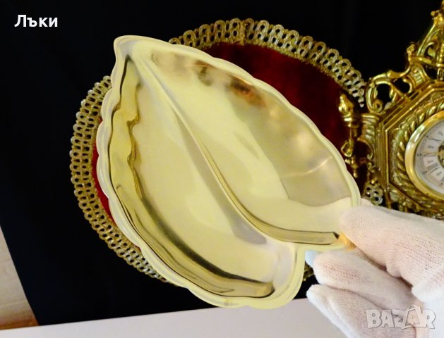 Бронзова бонбониера,купа,листо. , снимка 2 - Антикварни и старинни предмети - 37654526