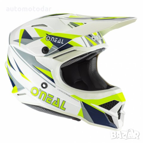 Мотокрос каска O'NEAL 3SRS TRIZ BLUE/NEON YELLOW, снимка 1