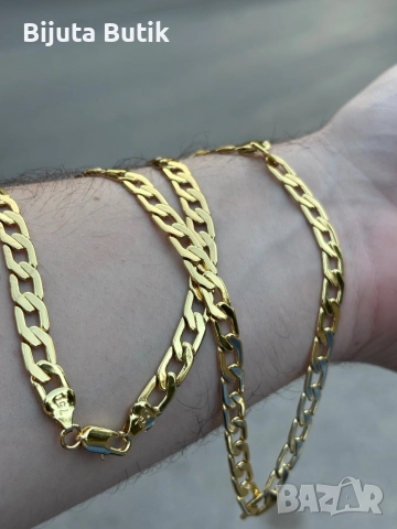 Масивен Златен Кубински Ланец, снимка 2 - Колиета, медальони, синджири - 52459893