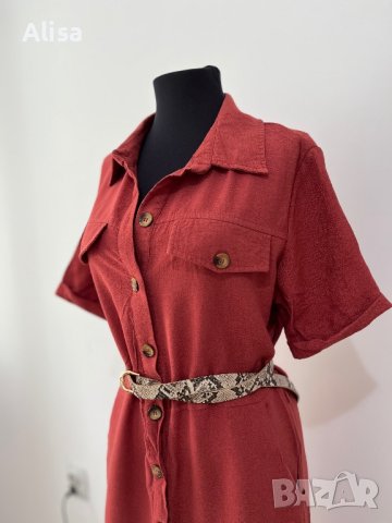 Дамска рокля в керемиден цвят, снимка 5 - Рокли - 42055094