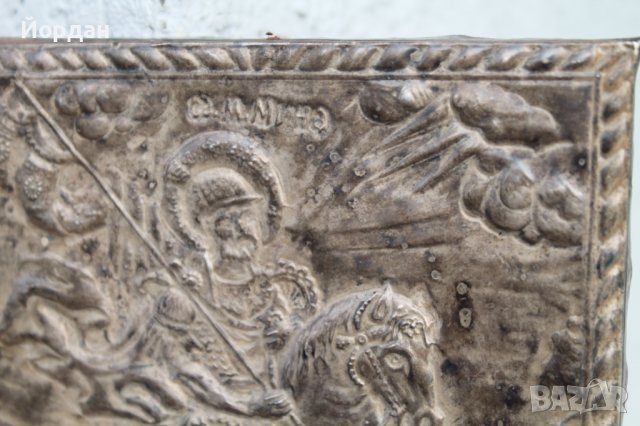 Стара сребърна икона "света Мина", снимка 8 - Антикварни и старинни предмети - 38085476