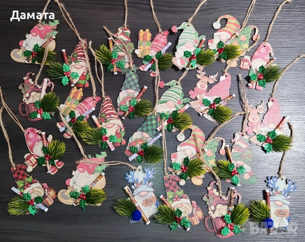 Коледни късмети/висулки за закачане/ магнитче/топки/торбички от зебло, снимка 14 - Коледни подаръци - 48274062