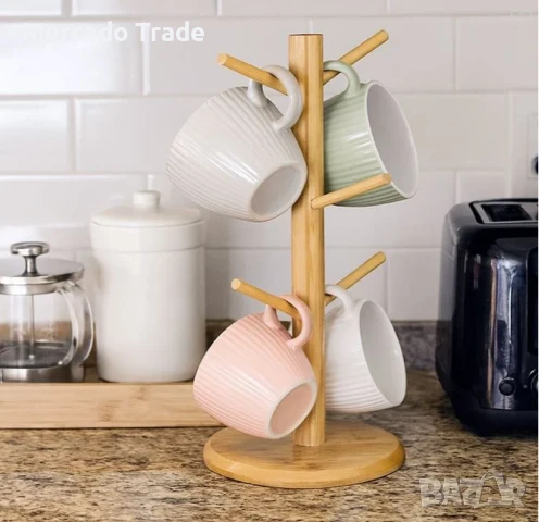 Поставка за чаши Mercado Trade, Дърво, Кафяв