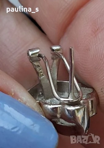 Два чифта / Масивни сребърни обеци с камъни, закопчаване английски клипс / проба 925 , снимка 12 - Обеци - 26738889