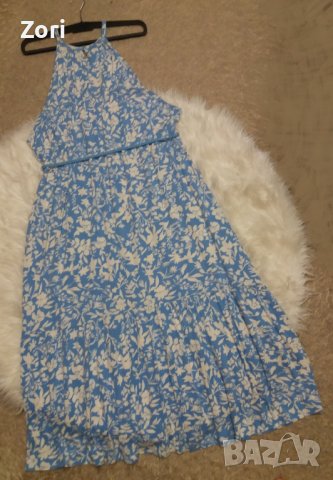 Дълга рокля- синя на бели цветя  - ХЛ/2ХЛ/3ХЛ размер , снимка 6 - Рокли - 42266633