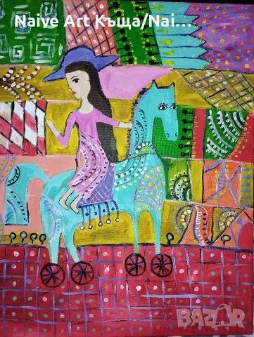 Картина платно маслени бои акрилни бои размер ш. 42 /в. 52, снимка 2 - Картини - 53925274