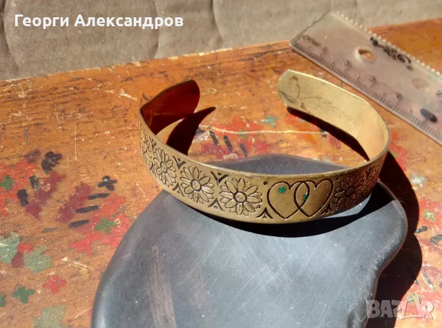 ЕТНОГРАФСКИ НАКИТ За ЛЮБОВНО ВРИЧАНЕ 2 СЪРЦА в 1 Старинна МЕДНА ГРИВНА Майсторска