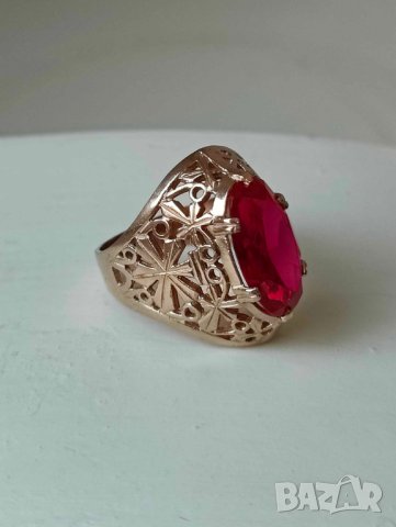 Руски златен пръстен с рубин 1, снимка 4 - Пръстени - 42462036