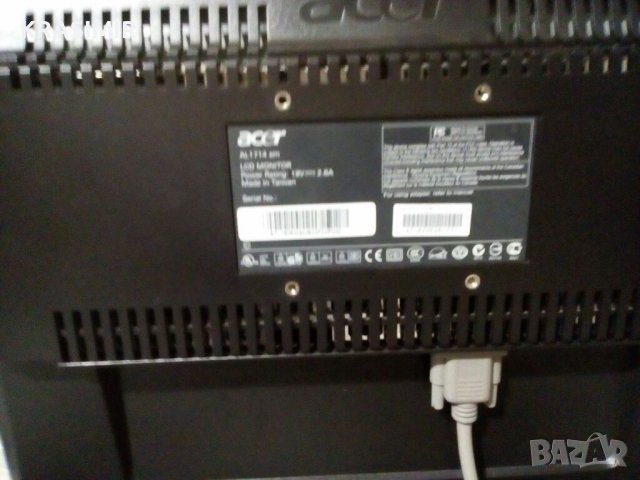 LCD Монитор"ACER"-17"инча., снимка 4 - Монитори - 40055175