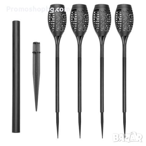 Комплект соларни лампи LED Факла, 4 бр, Черни, снимка 5 - Соларни лампи - 40660233