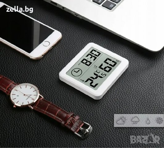 Хигрометър и термометър стаята с часовник и голям LCD екран дигитален за измерване на температура вл, снимка 6 - Друга електроника - 36629831