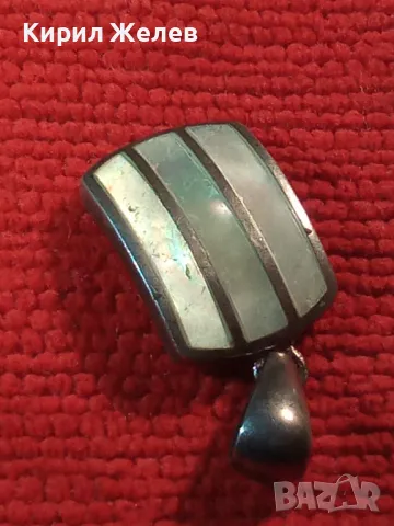 КРАСИВ СЕДЕФЕН СРЕБЪРЕН МЕДАЛЬОН СРЕБРО 925 РЪЧНА АРТ РАБОТА Част от КОМПЛЕКТ 46821, снимка 14 - Колиета, медальони, синджири - 46485435