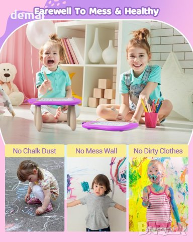 Магнитна дъска за рисуване за малки деца, лилава, снимка 7 - Образователни игри - 42815606