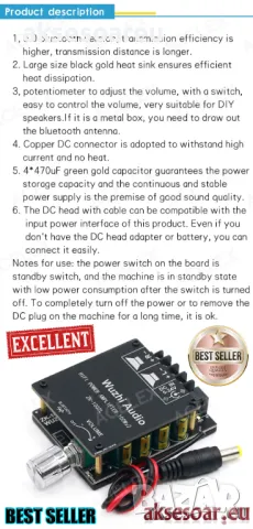 Захранване за усилвател 2 по 100 W Клас D 24 V 4 A мощност AC DC Adapter преобразувател трансформато, снимка 4 - Ресийвъри, усилватели, смесителни пултове - 47850632