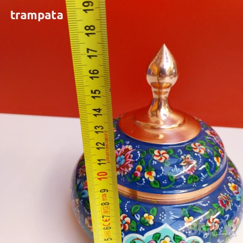 НАЙ ДОБРАТА ОФЕРТА Красива Медна емайлирана захарница ,кутия с цветя , снимка 7 - Декорация за дома - 53143703