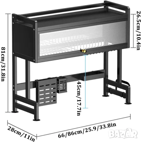 Поставка за сушене на съдове, 2 нива, отцедник за съдове за съхранение, снимка 6 - Аксесоари за кухня - 49668500