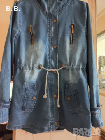 Дълго дънково яке, снимка 2 - Якета - 46771257