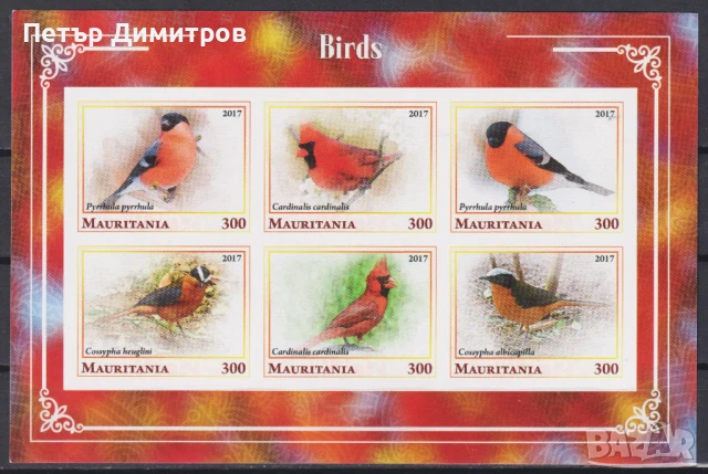 Чисти марки в малък лист и блок Фауна Птици 2017 2019 от Мавритания