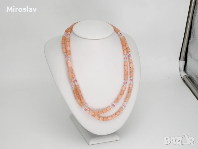 Колие - розов кварц - автентично от 1970г.