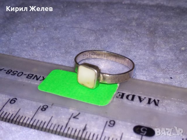 СТАРИНЕН СРЕБЪРЕН АР ДЕКО ПРЪСТЕН ВИСОКА ПРОБА СРЕБРО с ШЛИФОВАН БЯЛ КЕХЛИБАР 18091, снимка 11 - Антикварни и старинни предмети - 39665948