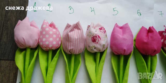 Текстилни лалета, снимка 9 - Изкуствени цветя - 24074189