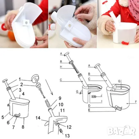 Уред за почистване на костилки Cherry corer Изключително компактен: 18х10см в основата, снимка 4 - Други - 48734579