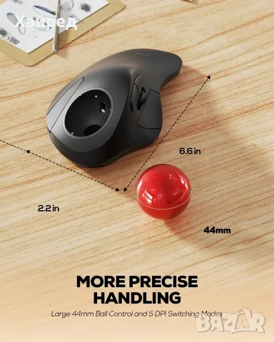 Нова Nulea M505 Wireless Trackball Mouse – безжична ергономична мишка с Trackball, снимка 4 - Клавиатури и мишки - 56246882