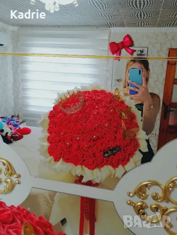 вечен букет 101🌹👑 човешки размер , снимка 3 - Подаръци за жени - 55849468