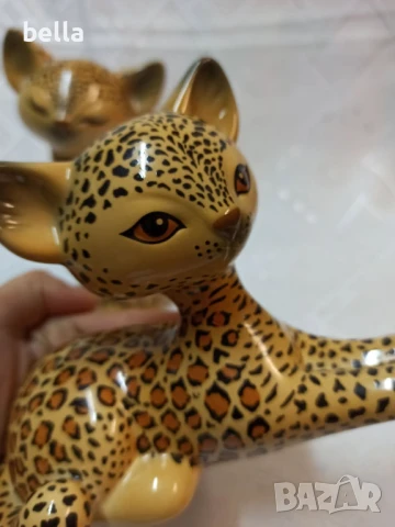 2 уникално красиви порцеланови фигури на Goebel- Kitti de luxe -Leopard в отличен колекционерски вид, снимка 11 - Антикварни и старинни предмети - 50590423