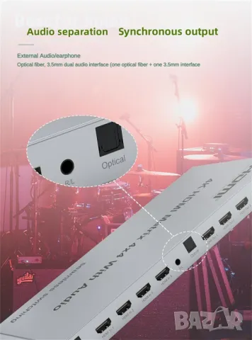 4K HDMI матрица 4x4-четири входа и четири изхода XYKJOBC, снимка 7 - Приемници и антени - 49871141